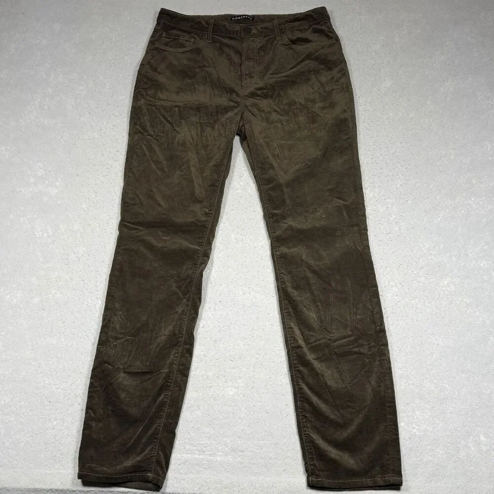 Monfrere Pants Mens Size 36 Mocha Brando Slim Pockets Velvet Cotton Blend